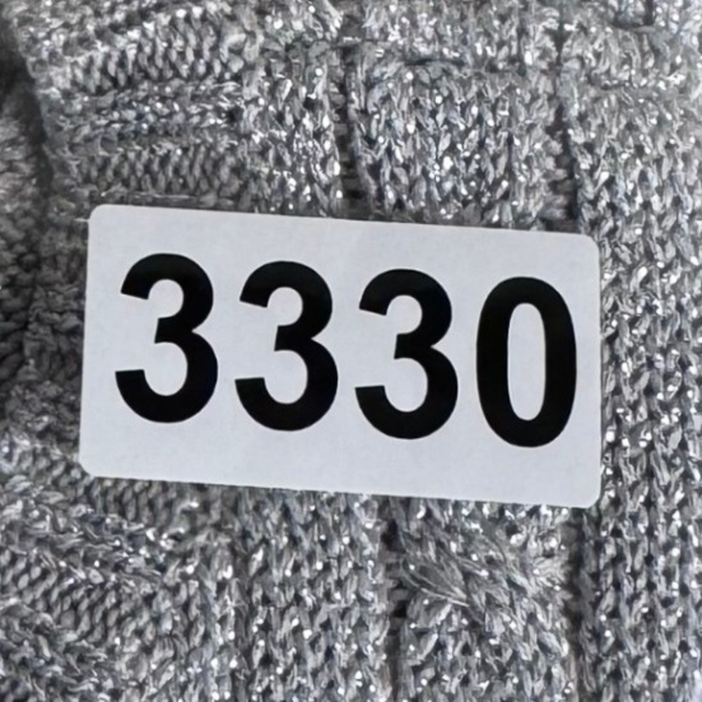 Lauren Ralph Lauren Women's Metallic Silver Cable Knit Sweater Size L *FLAW - Picture 11 of 11